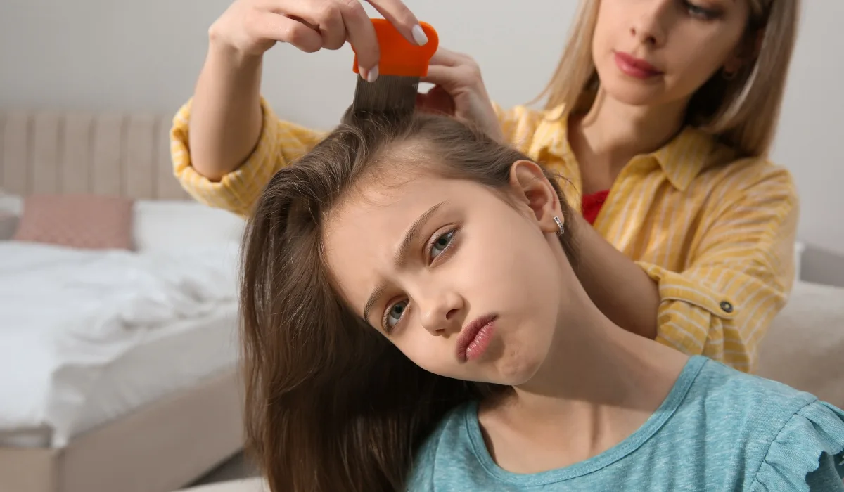 Professional lice treatment session for children